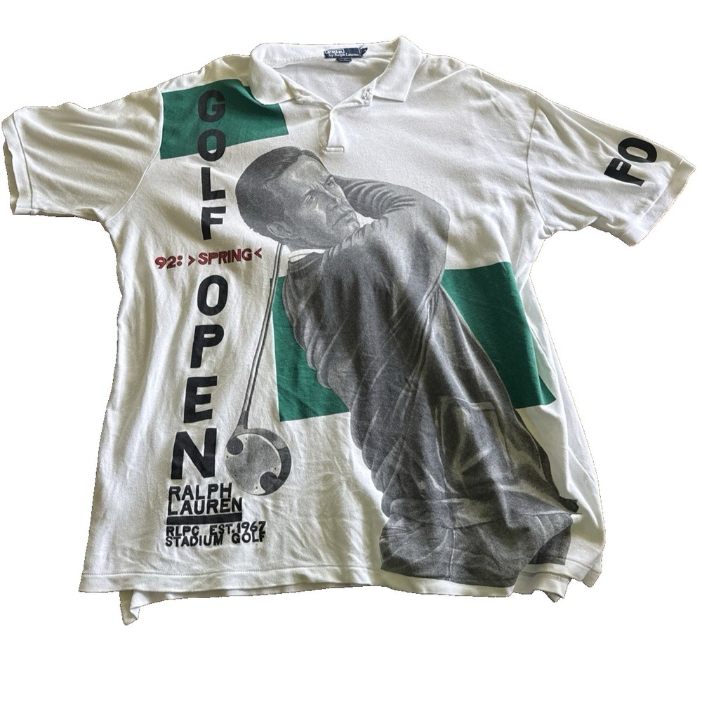 Polo Ralph Lauren Stadium Golf Shirt 1992 Vintage Arnold Palmer Large Distressed